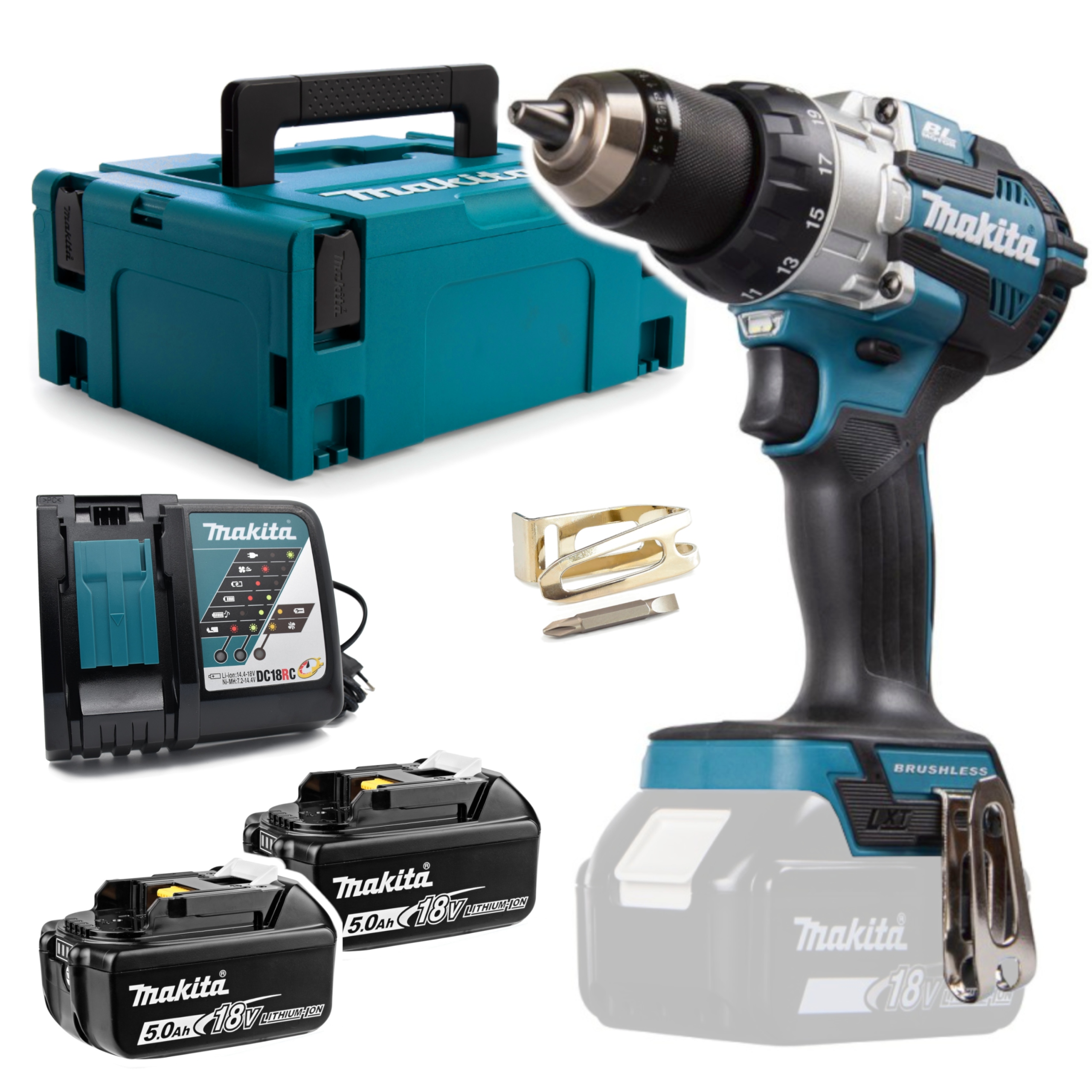 Makita DHP489RTJ Wkrętarka z udarem 18V Lxt 73Nm Zestaw 2X5AH W Walizce