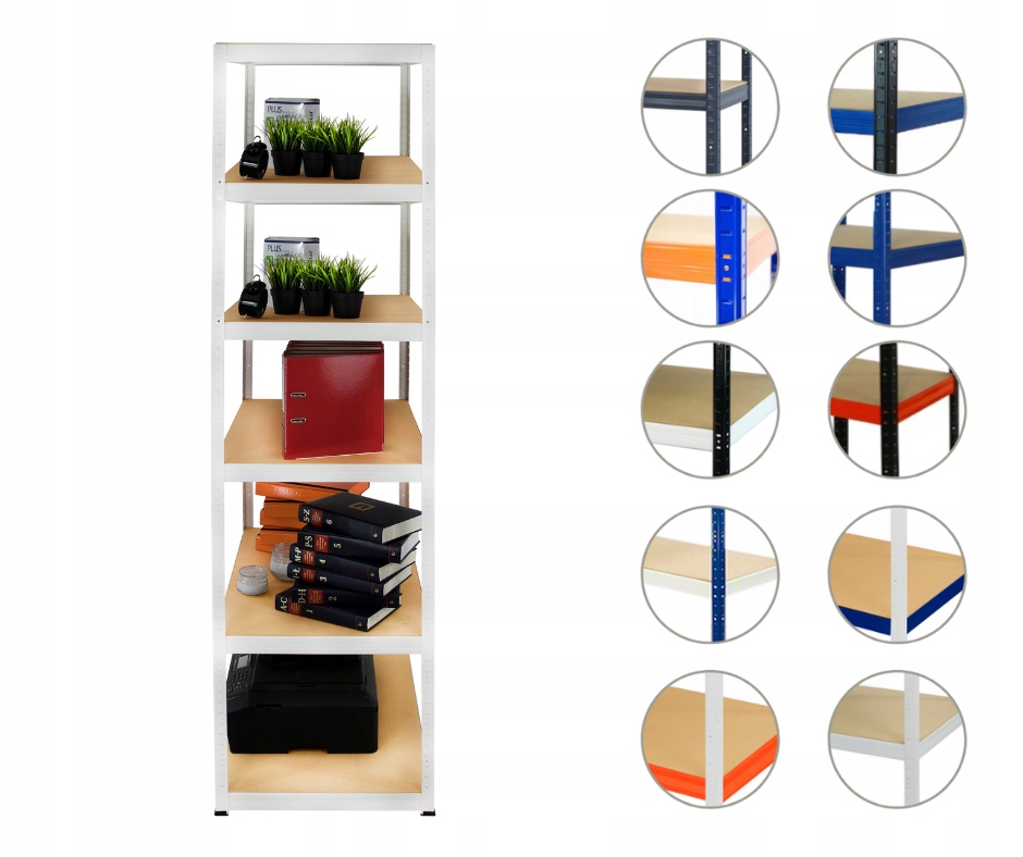 Kovový regál do nemocničního skladu Helios bílý 213x030x30 6 polic