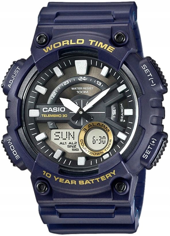 Mládežnické Sportovní Hodinky S Telememo Casio AEQ-110W-2AVEF WR100 Alarmem