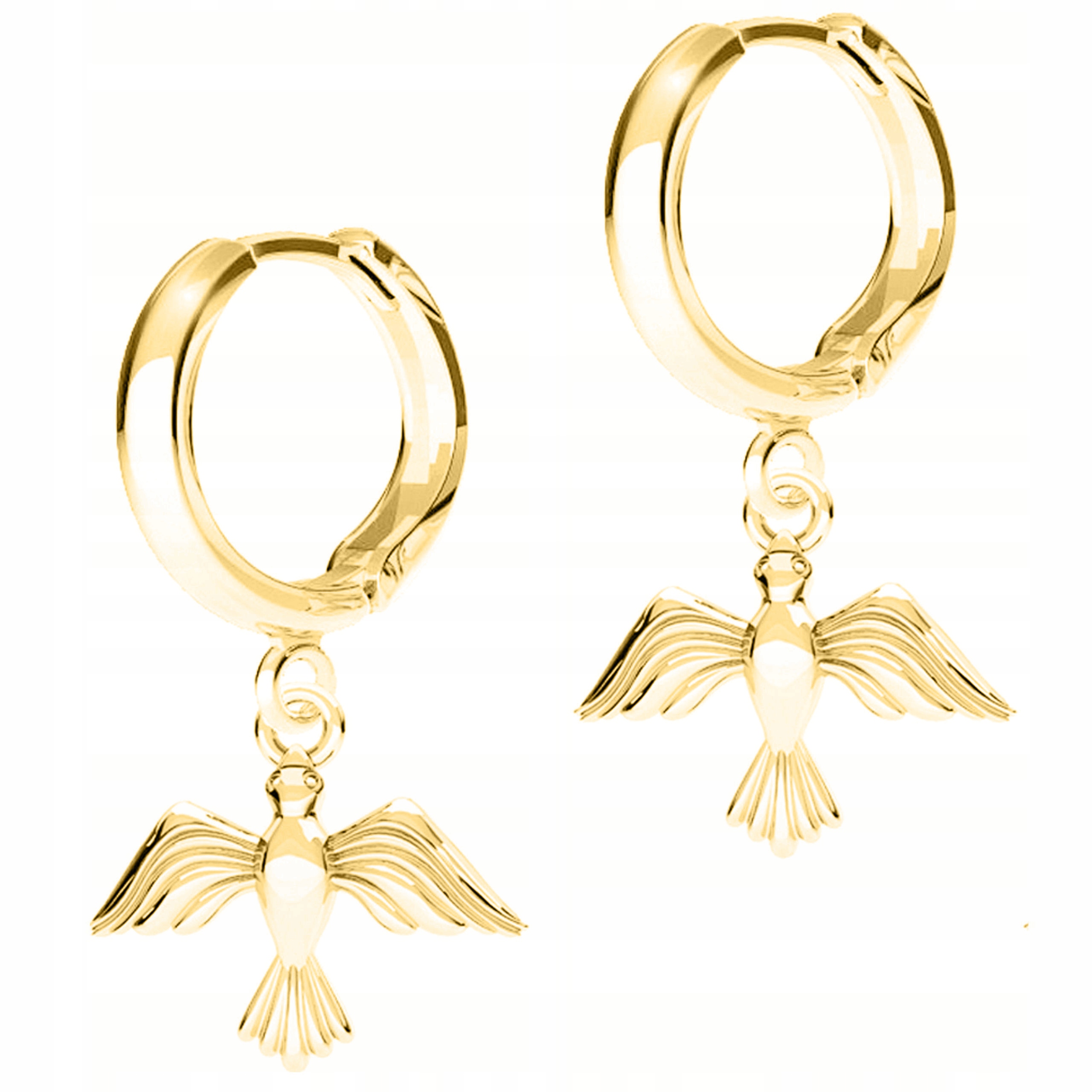 Zlaté Náušnice s ptáky Ptáci Vlaštovky Bird Kolibřík Stříbro 925