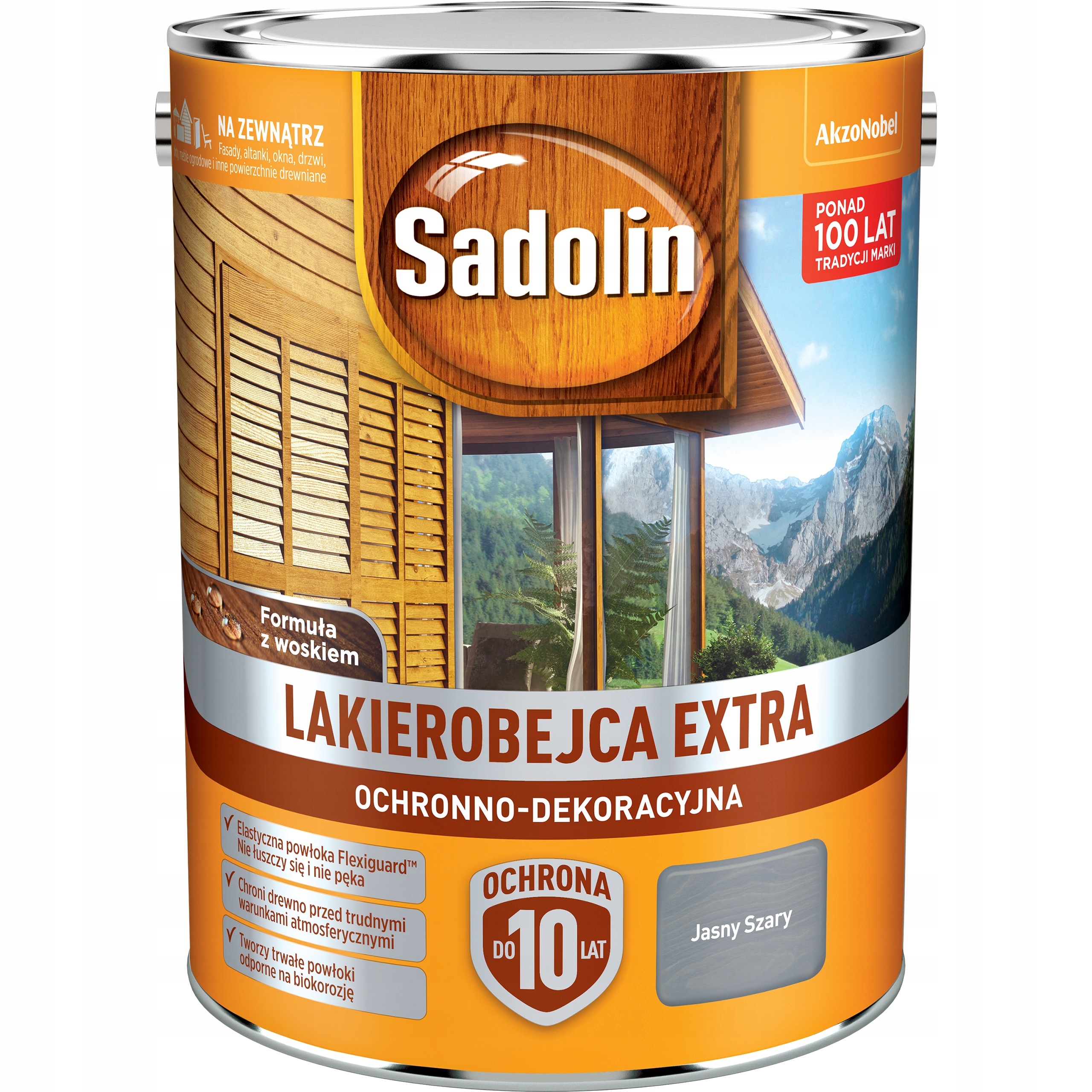 Sadolin Extra Lakierobejca Do Drewna Płotów Elewacji Jasno Szary 5L