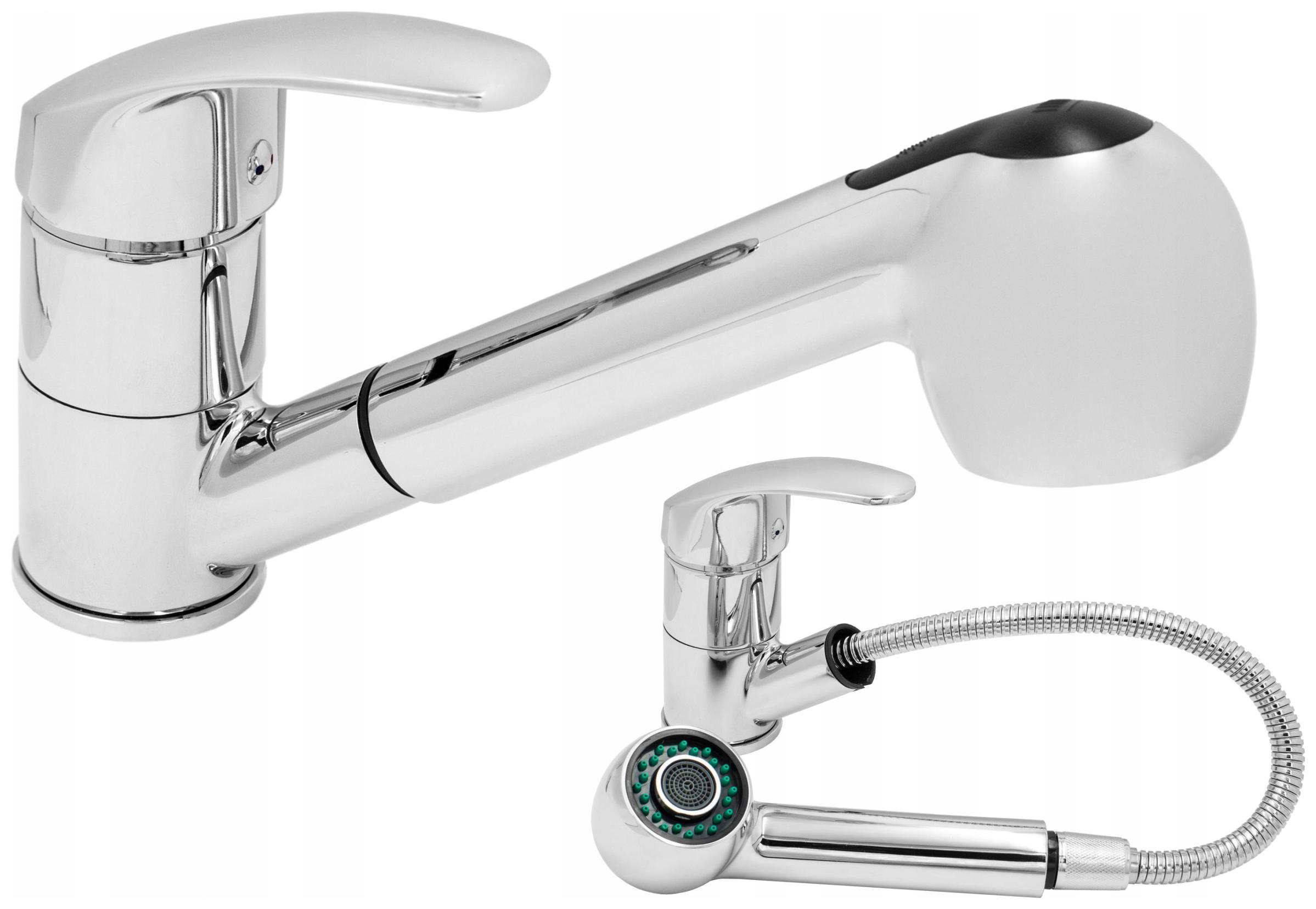 Kuchynská batéria s výsuvným otočným výtokom Kran kuchyne Chrom stojaci Hand