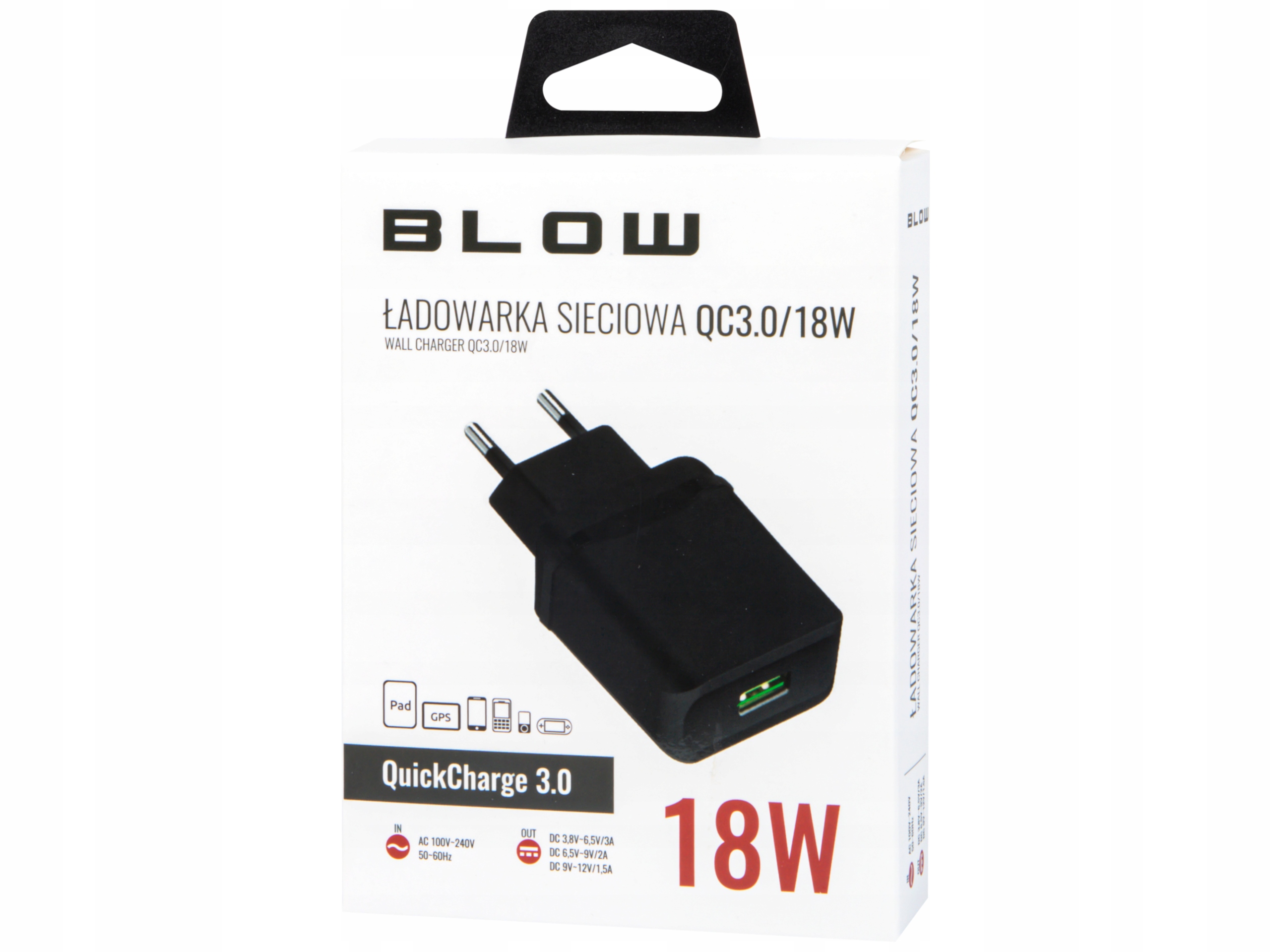 SZYBKA ŁADOWARKA SIECIOWA DO TELEFONU USB QUICK CHARGE QC 3.0 18W 3A MOCNA Marka Blow
