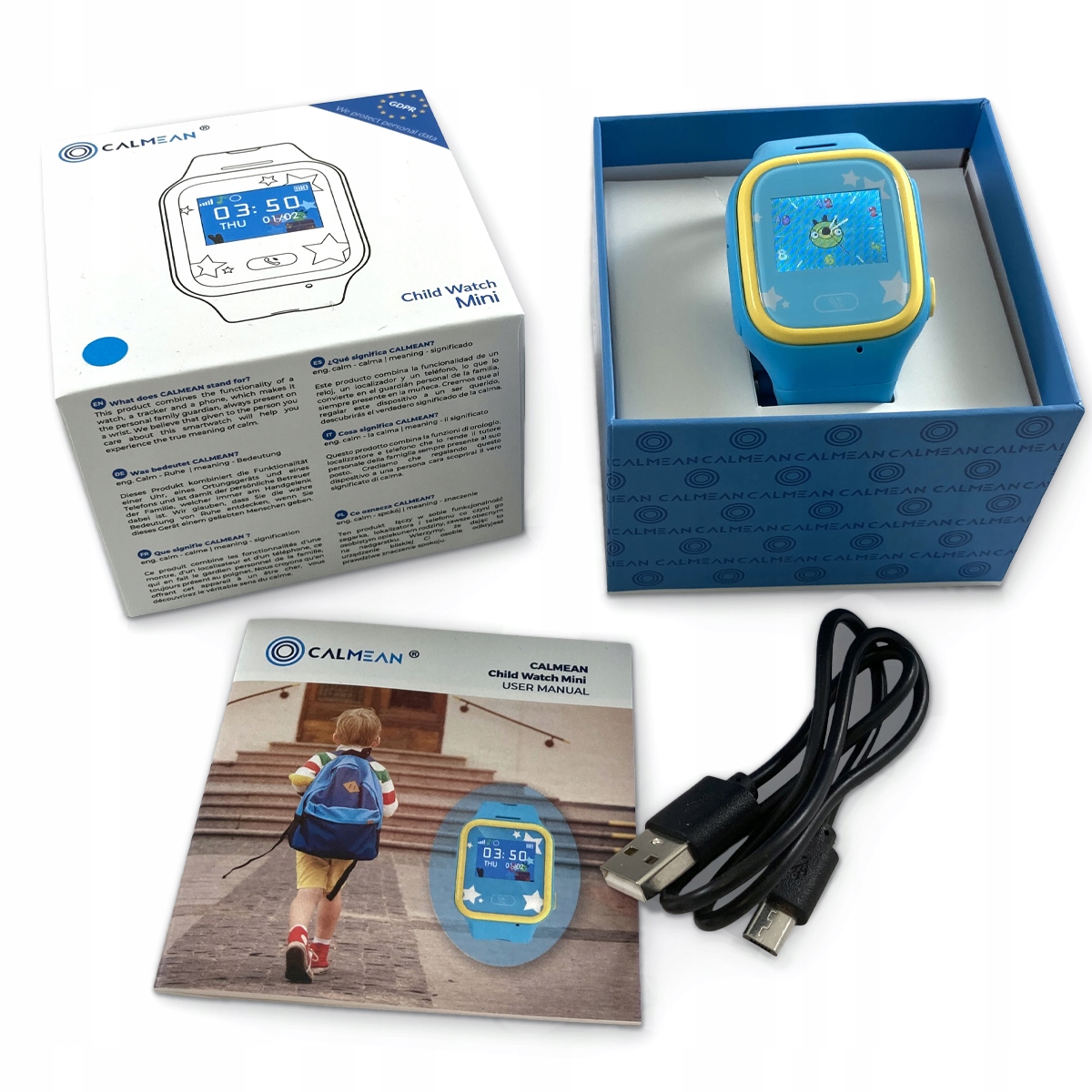 SMARTWATCH DLA DZIECI GPS CALMEAN MINI +GRATIS Kolor niebieski
