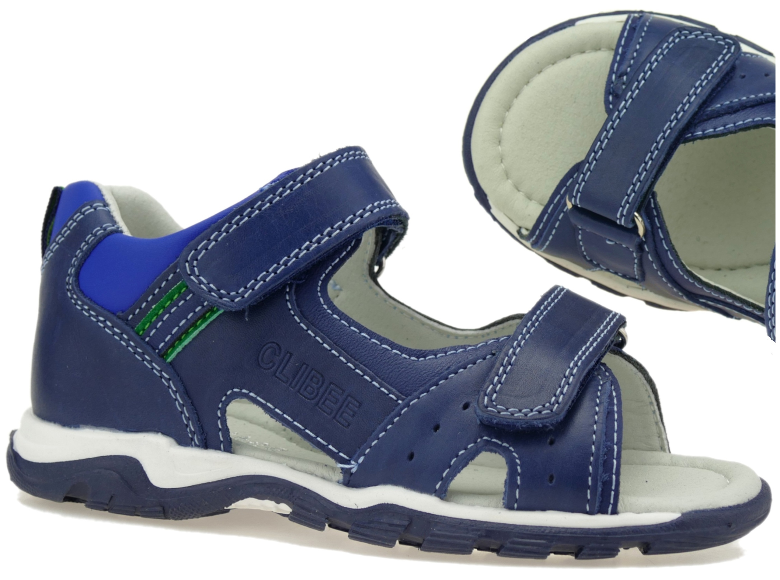 SKÓRZANE SANDAŁY CHŁOPIĘCE BUTY DZIECIĘCE SANDAŁKI NA RZEPY R. 31