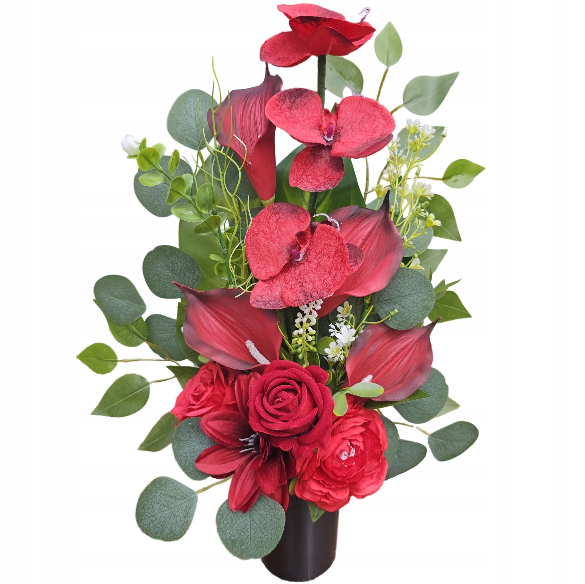 Červená Kytice Orchidej Do Vázy Umělé Květy Na Hrob Hřbitov Premium