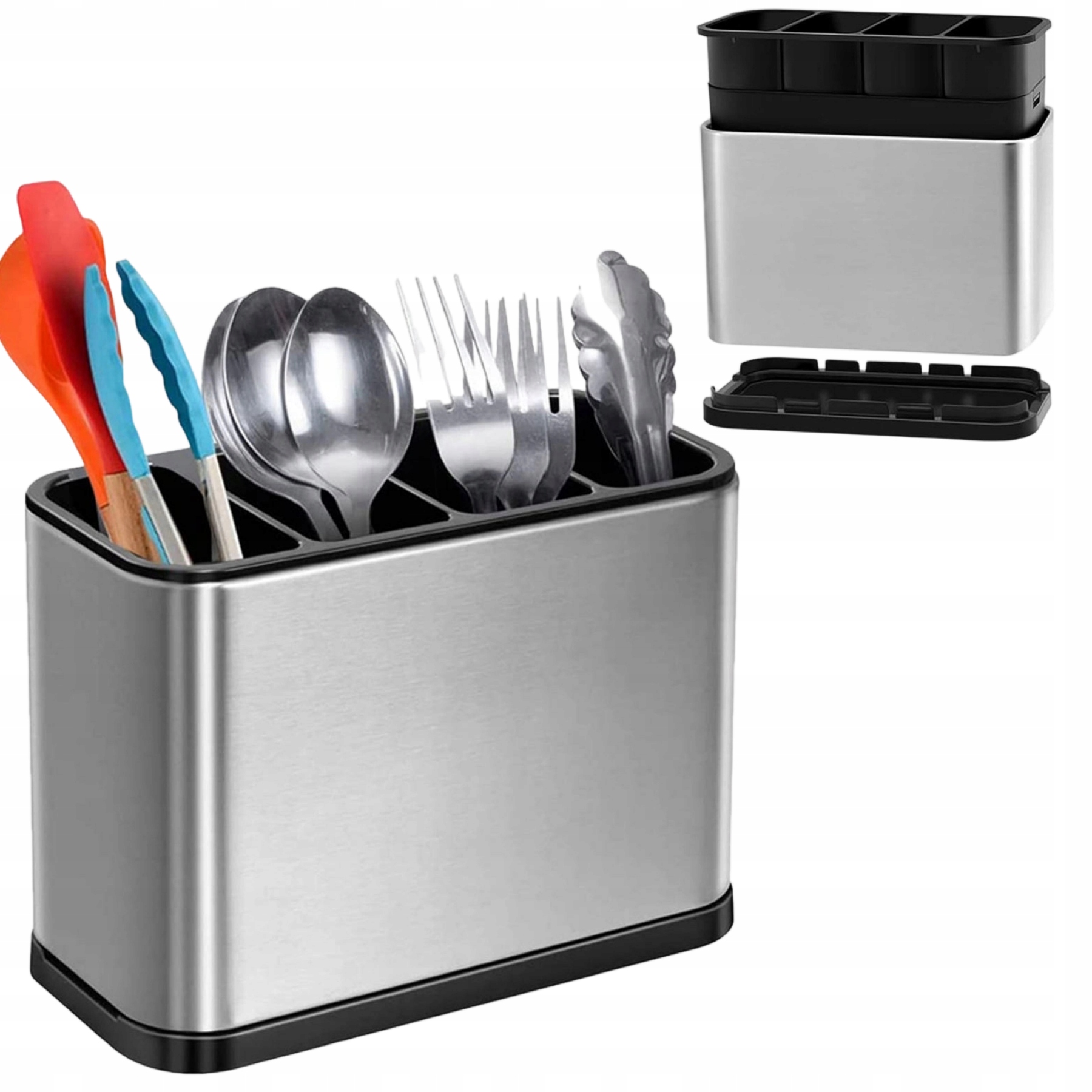 Odkapávače na nádobí, podložky na nádobí, stříbrná sušička s odolnou základnou