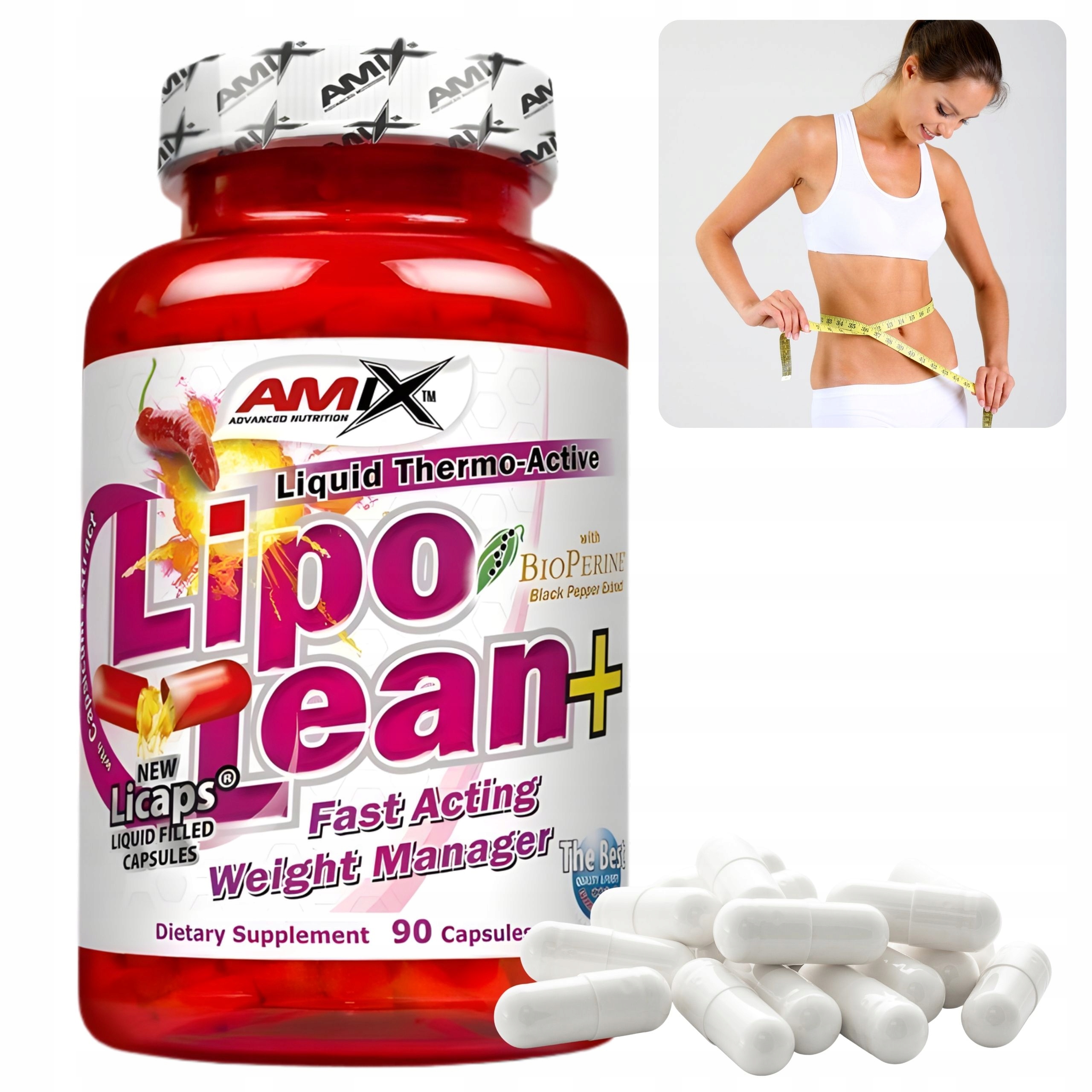 Spalovač tuků pro ženy Amix LipoLean Cla Green Tea Guarana 90 kapslí