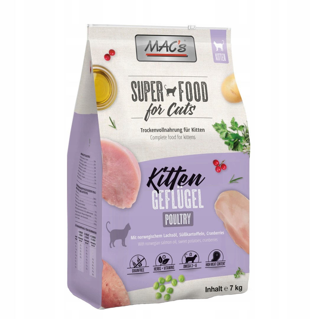 Levně MAC's Cat Kitten 7 kg Bezobilné suché Krmivo pro koťata s drůbežím masem