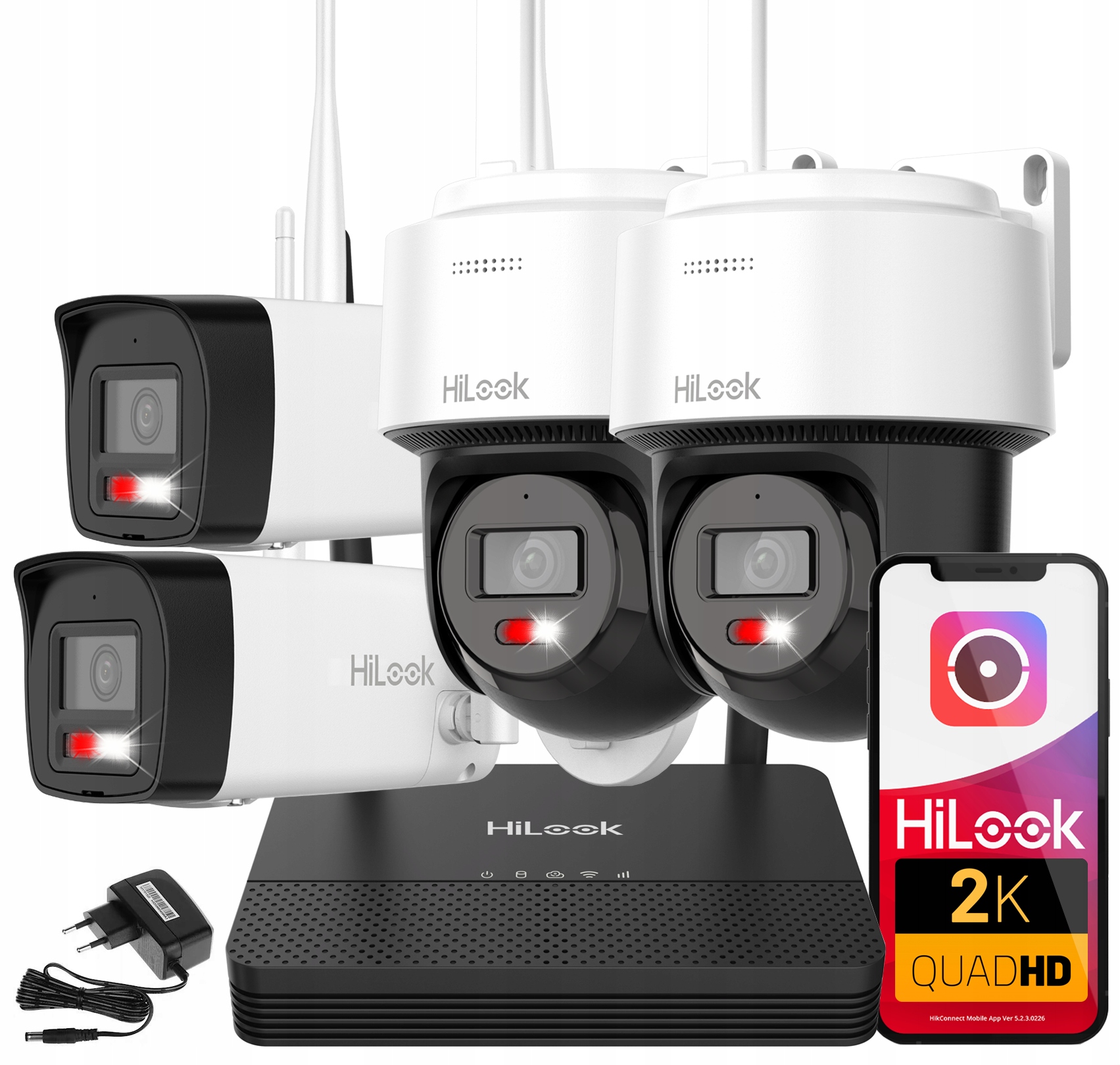 WiFi monitorovací sada 4MPx HiLook Hikvision 2 otočné kamery EasyLink