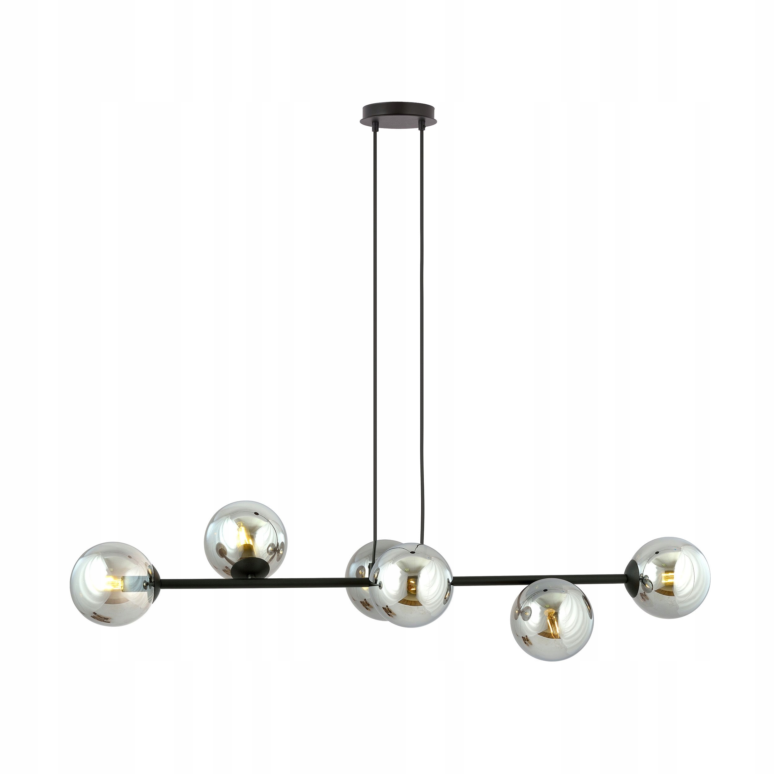 Závesná stropná lampa Rossi 6 čierna, priehľadná, grafitová, okrúhle gule