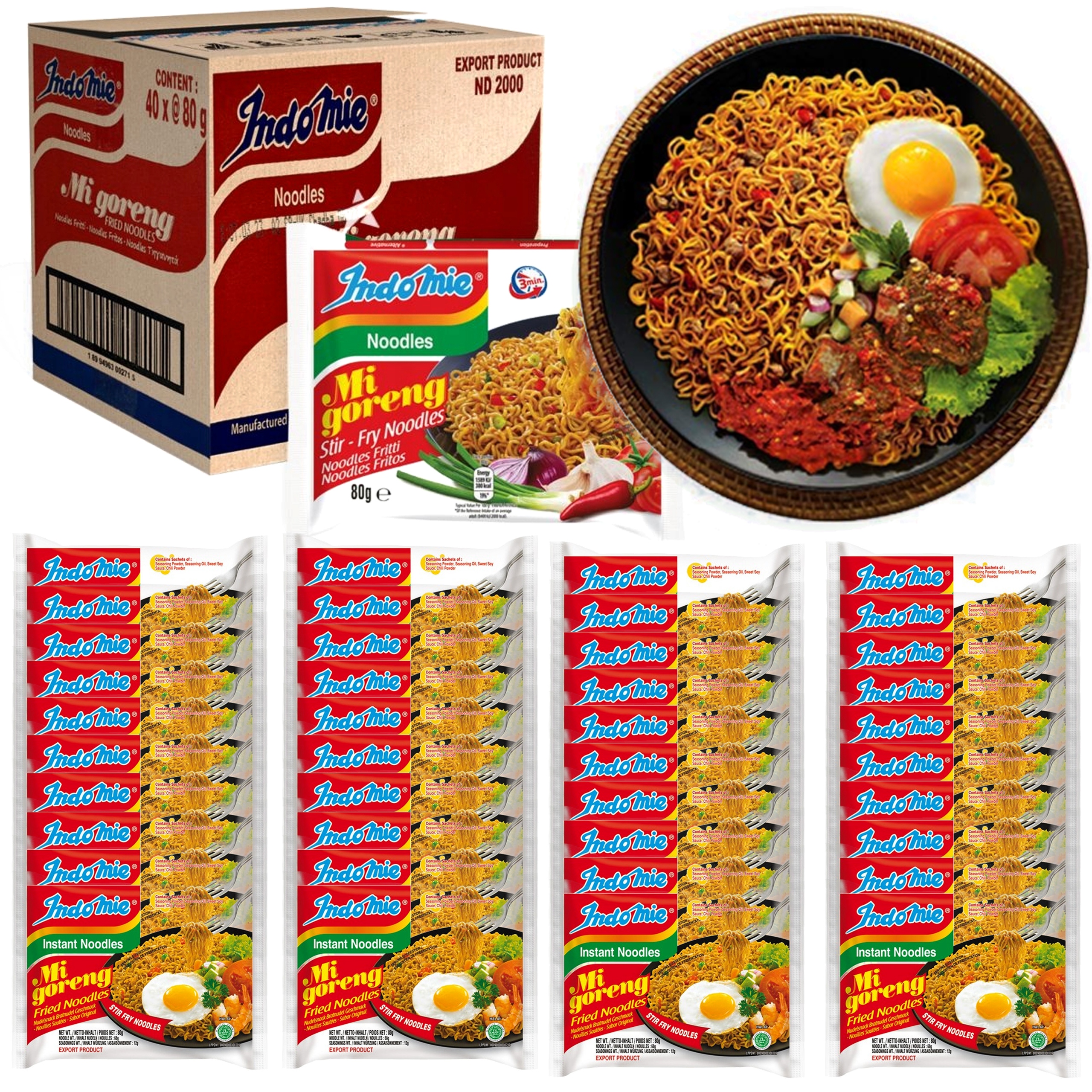 Levně 40x Smažené těstoviny Indomie MI Goreng Stir Fry jemné 80g Filipino Food