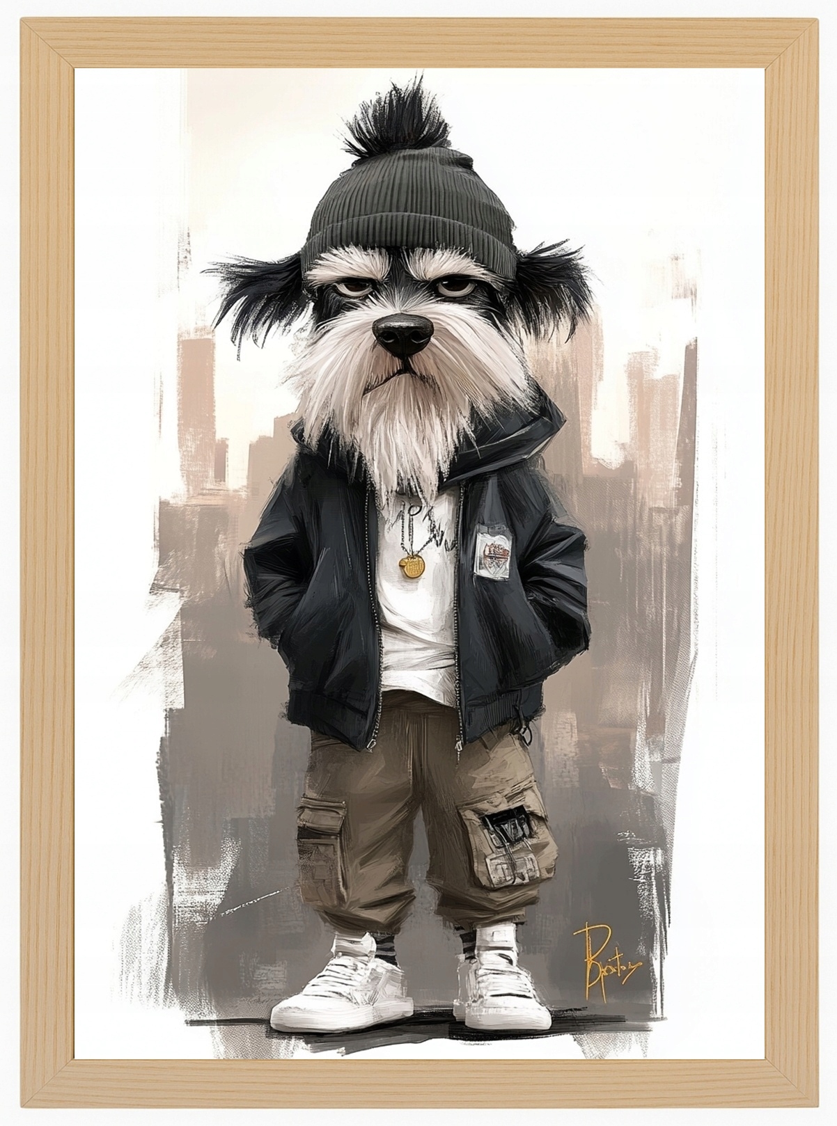 Plakát Rámeček Dřevo Pes Hip-hop Street Urban Gangster 60x80