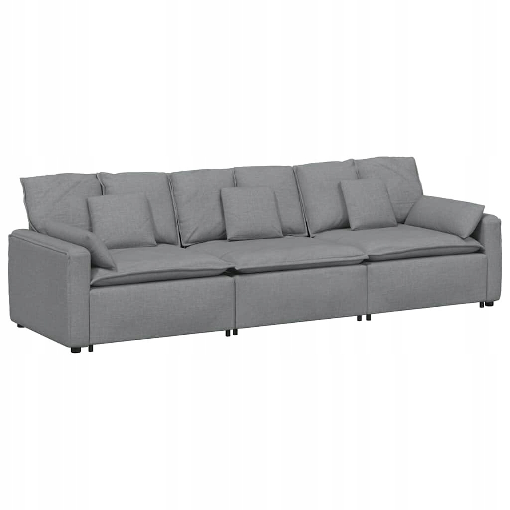 SOFA MODUŁOWA Z PODUSZKAMI JASNOSZARA
