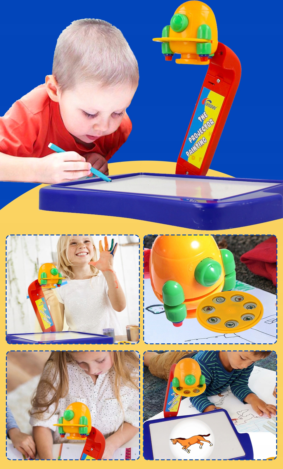 KREATYWNY PROJEKTOR RZUTNIK DO NAUKI RYSOWANIA MALOWANIA MAZAKI DLA DZIECI Płeć chłopcy dziewczynki