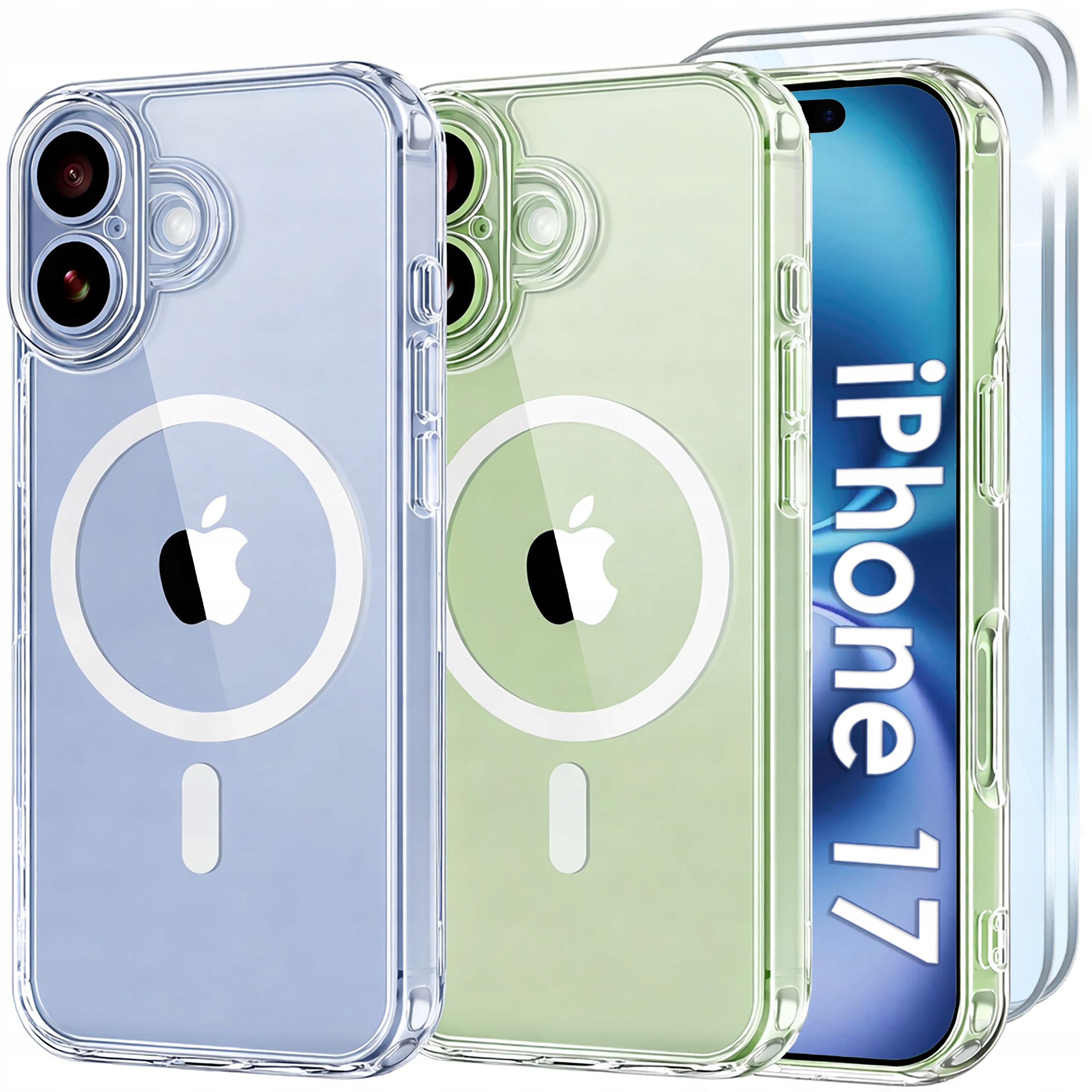 Etui Do iPhone 17 Wzmacniane 360° Premium Magsafe Clear Case 2x Szkło 9H
