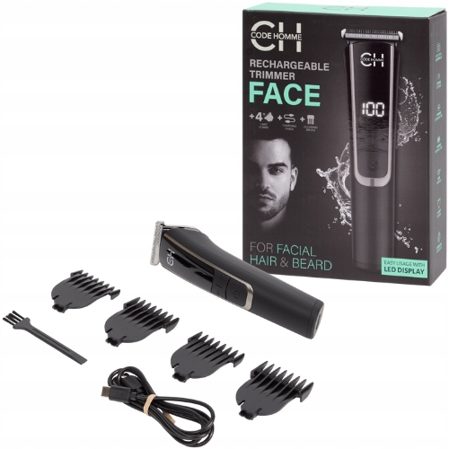 Trymer Do Twarzy Brody 1,5H Pracy Ładowanie Usb-c 3 Prędkości 4 Nasadki