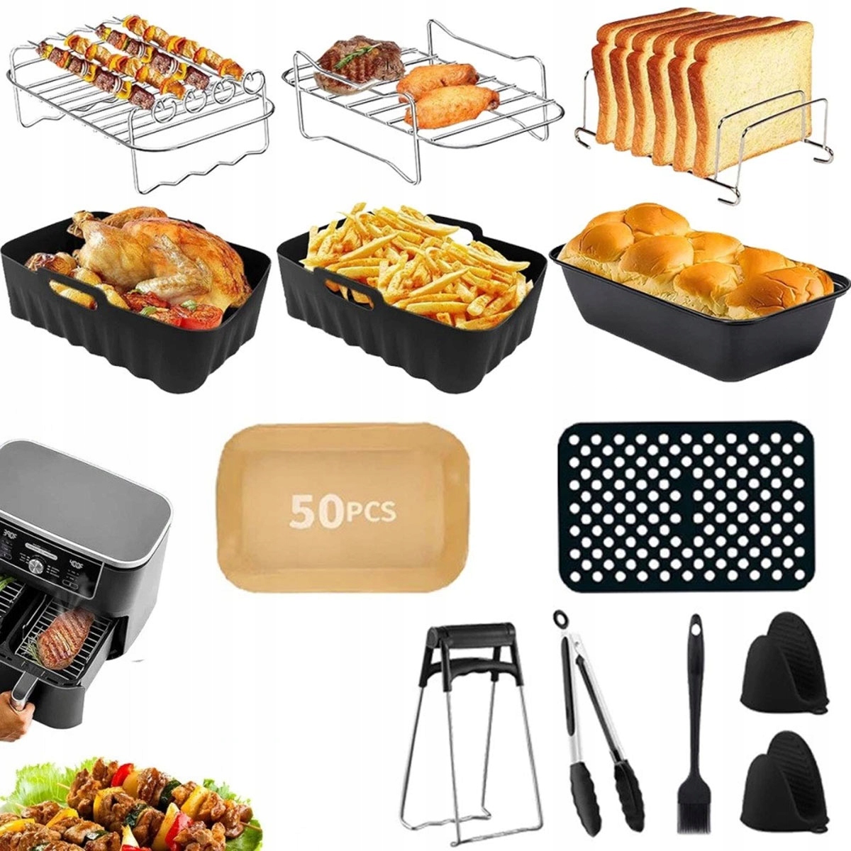 Zestaw Akcesoriów Do Frytkownicy Airfryer Ninja Foodi Max Dual 12 Elementy