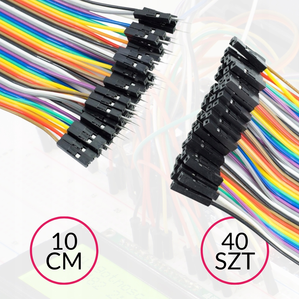Przewody kable połączeniowe żeńsko-męskie 10cm 40szt | do arduino Stan opakowania oryginalne
