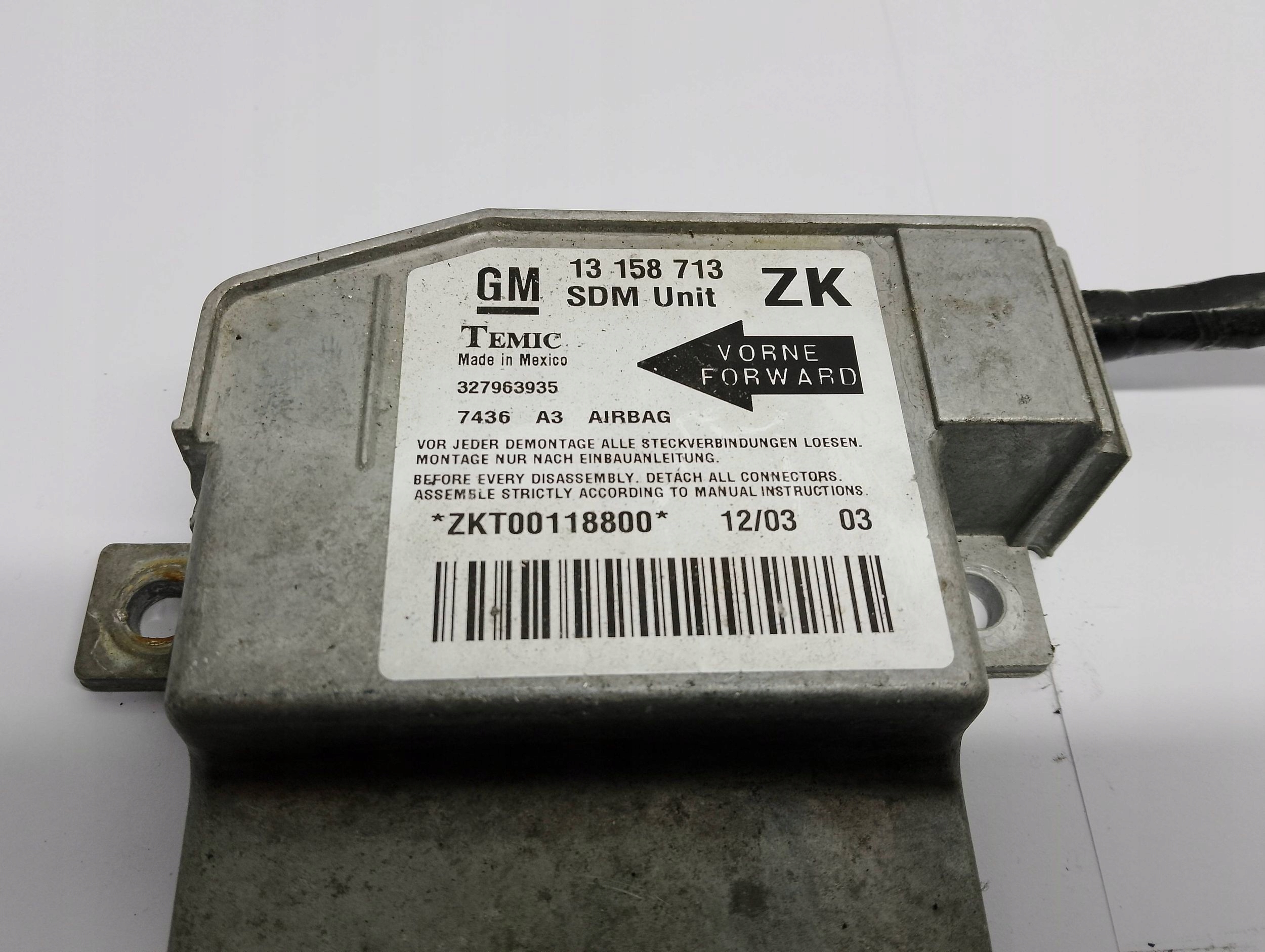 module control unit sensor airbag Opel 13158713 327963935
