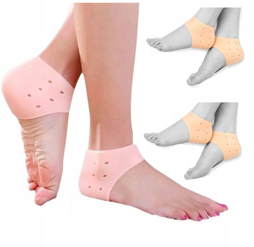 2x 2 Skarpetki Żelowe Na Pękające Pięty Ostrogi Opaski Okluzja Orteza 38-44