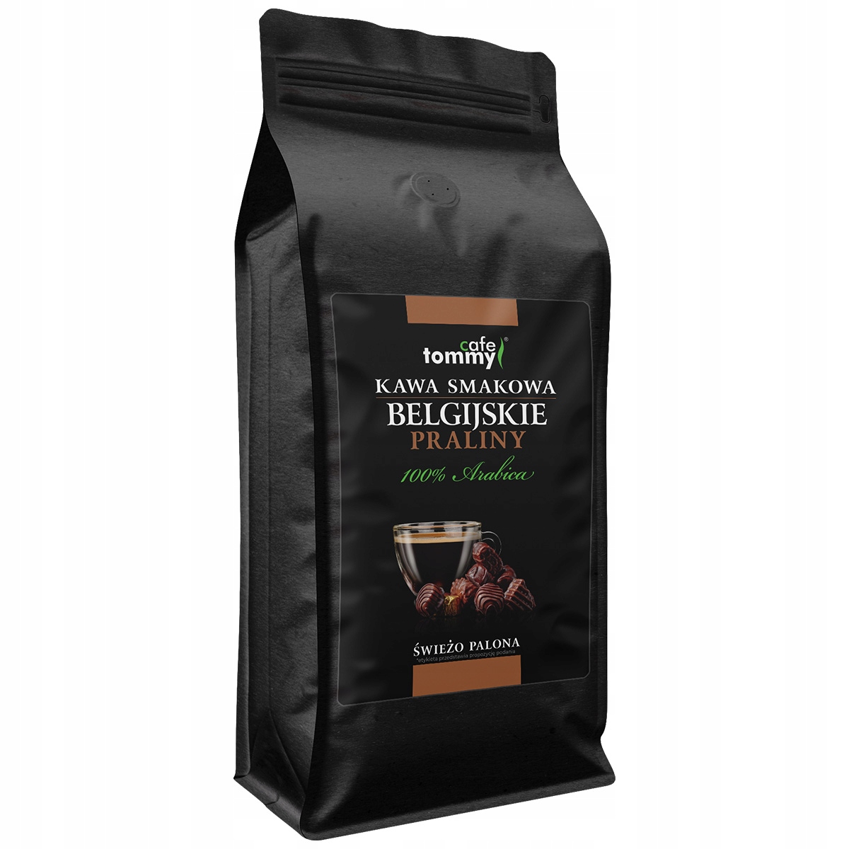 Levně Káva zrnková s příchutí 1 kg 100% Arabica Belgické Pralinky Čerstvě pražená