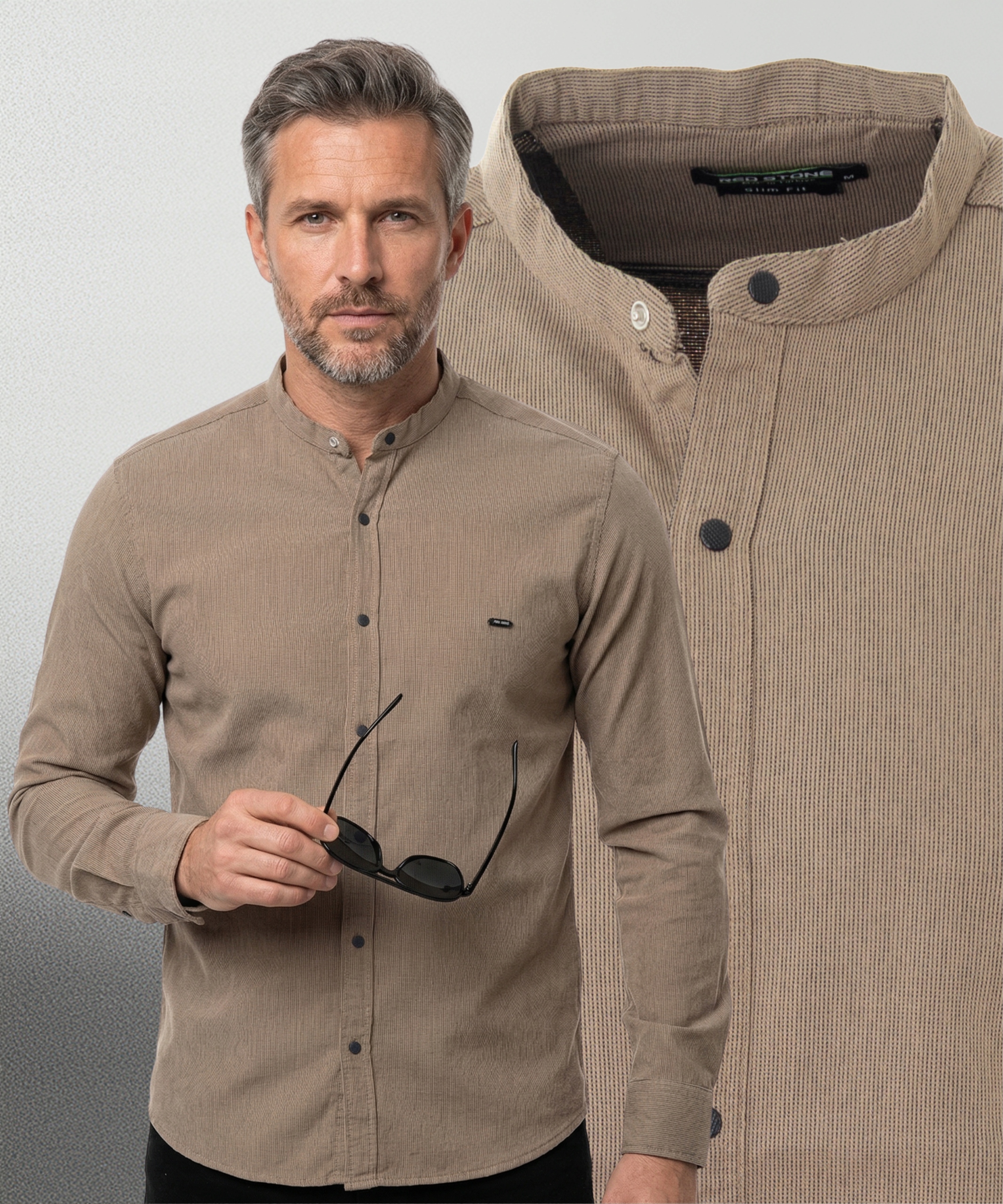 Koszula męska na stójce bawełniana stylowa rozpinana Wiosenna Rozmiar L