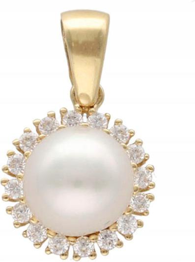 Zlatý přívěsek 585 elegantní s perlou 1,21 g, elegantní vzor na řetízek