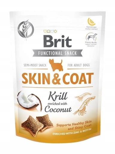 5x Brit Care Dog Functional Snack Skin&Coat krill s kokosem 150g