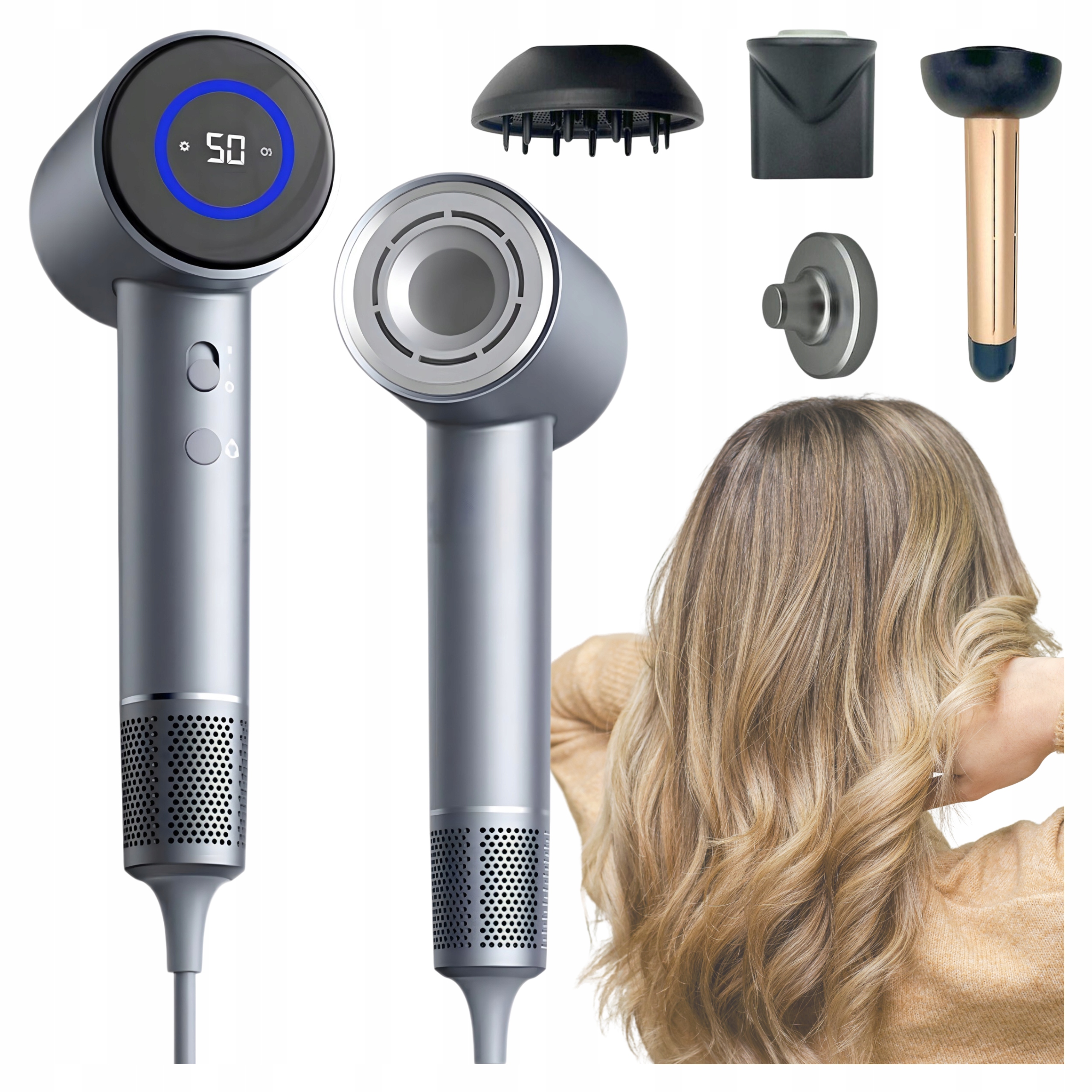 Sušič Vlasov Ionizácia Displej 1600 W Studený Horúci Prívod Vzduchu Difuzér