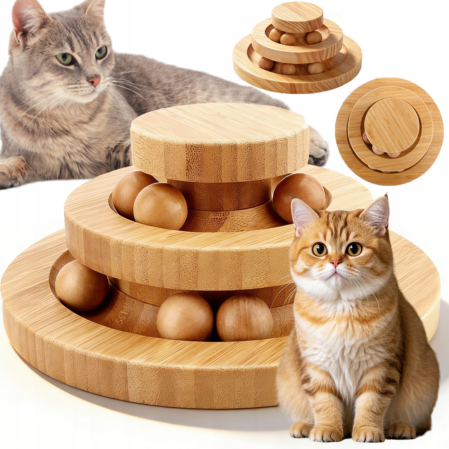 Interaktivní Hračka Pro Kočky Věž S Kuličkovými Míčky 3 Úrovně Výška