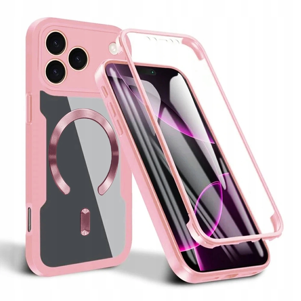 Techsuit ColorVerse 360 MagSafe wyświetlacza Etui na iPhone 17 Pro różowe