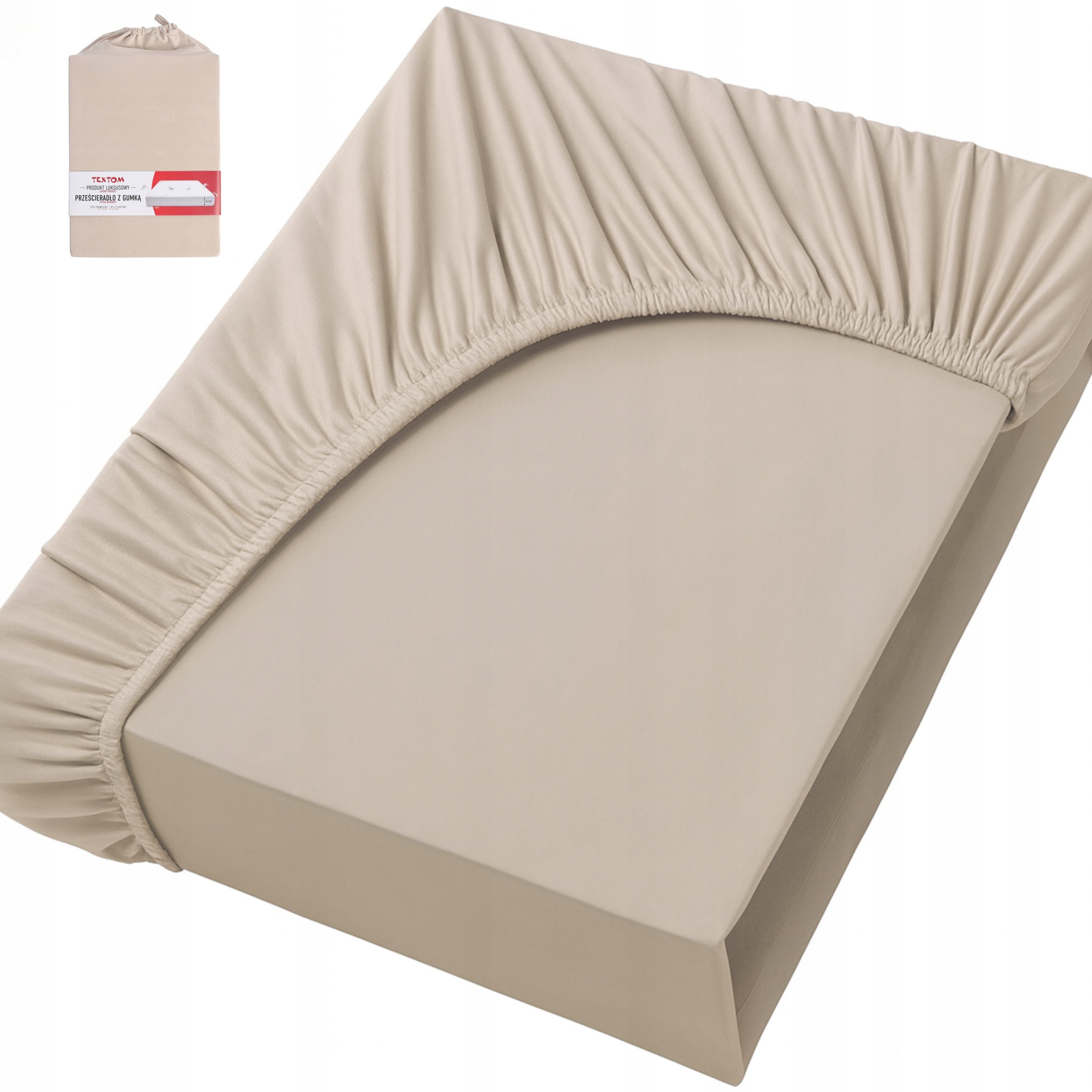 Prostěradlo Bavlna Elastan s gumou 160x200 +35 cm Beige Příjemné Tlusté