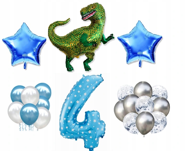 

Mini Zestaw Tyranozaur Dinozaur 4 Urodziny Balony