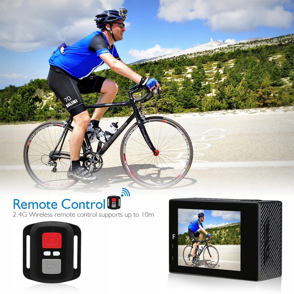 AKASO Kamera Sportowa 4K 20MP Wodoodporna Stabilizacja Zoom 30m Zestaw — miniatura 6