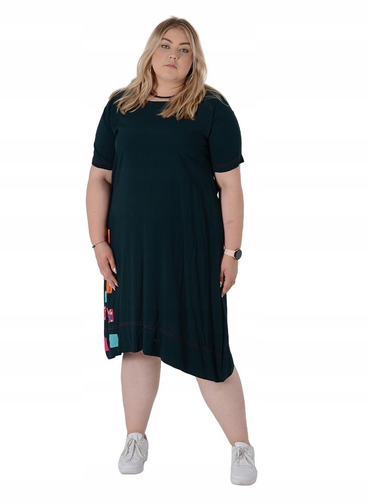 Pata Zelená Šaty/tunika Nášivky Viskóza PT10 38