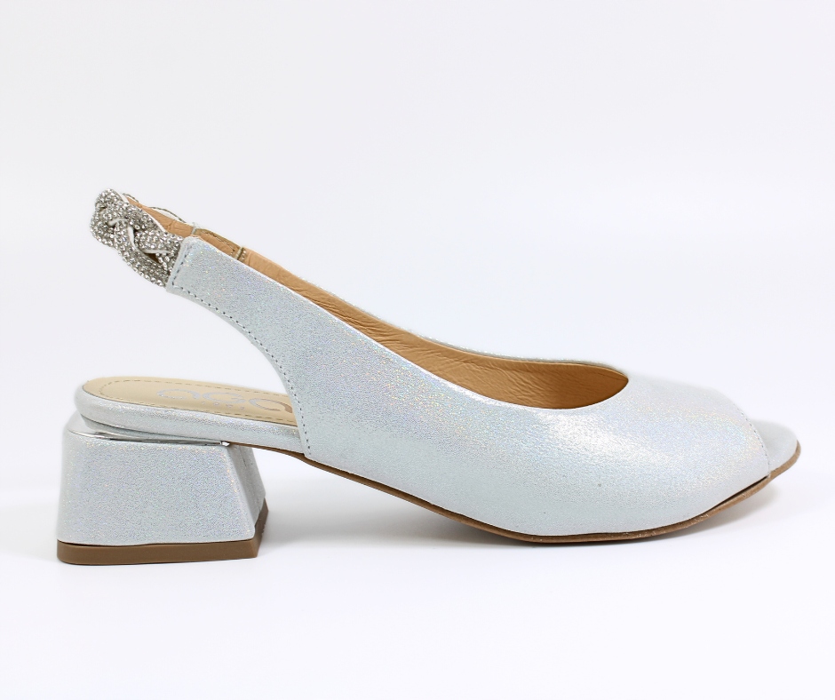 Stříbrné sandály na podpatku Aga 01236/1863, velikost 38