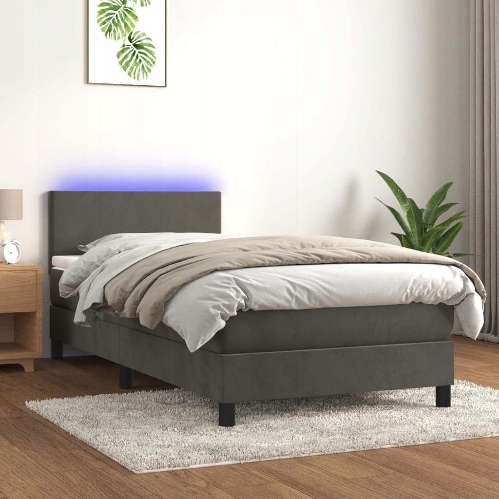 Postel jednolůžková čalouněná VidaXL 3134262 90x200 bílá, odstíny šedé