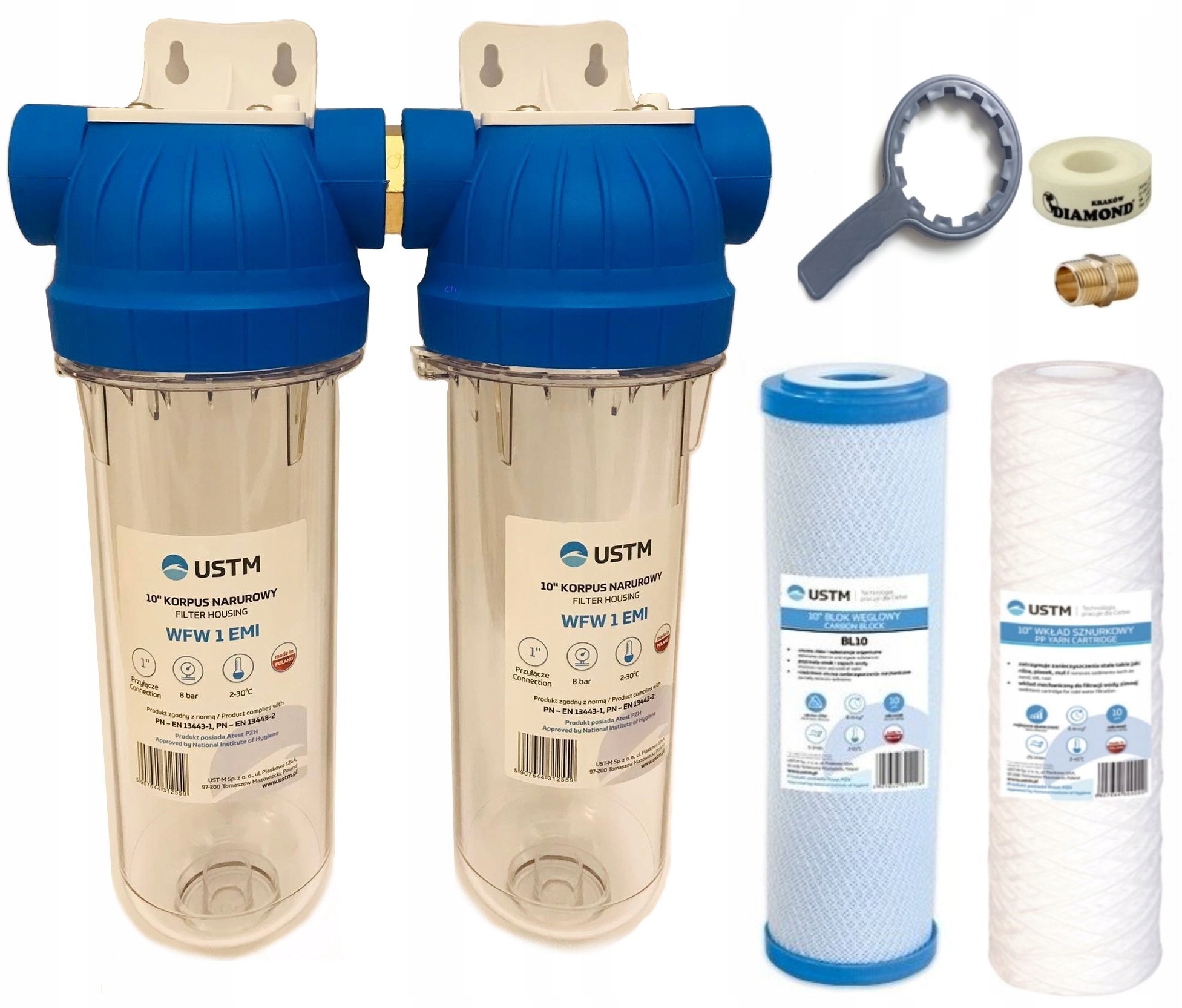 Filtr wody dwustopniowy wstępny cały dom 3/4 cala