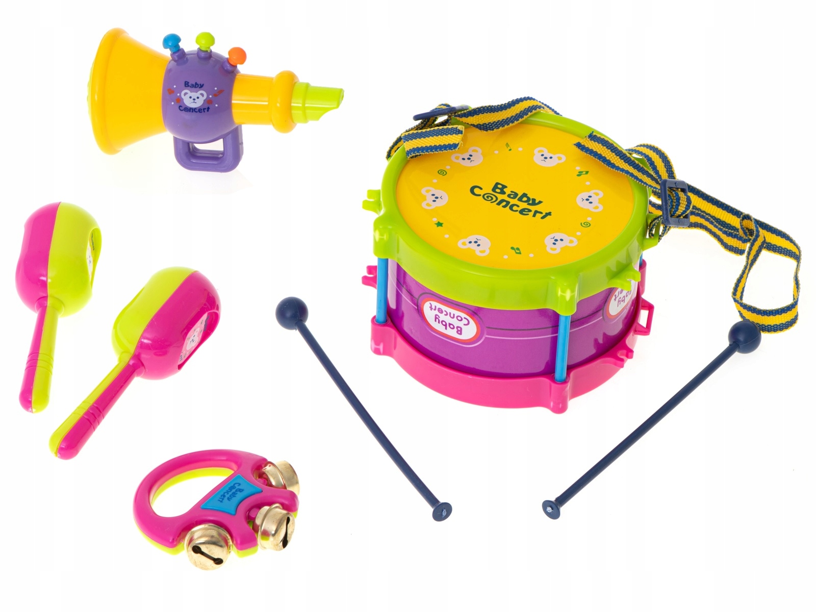 

Zestaw Muzyczny Bębenek Trąbka Perkusja Kastaniety