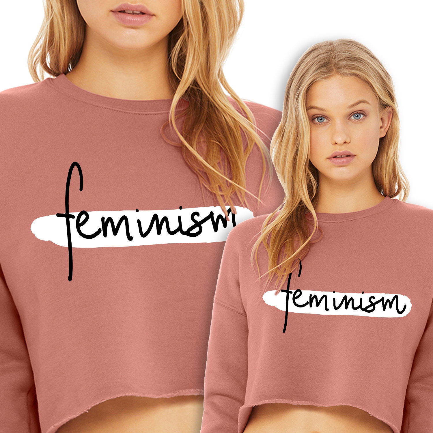 Pohodlná krátká Mikina Cropped Růžová Feminism Wz M