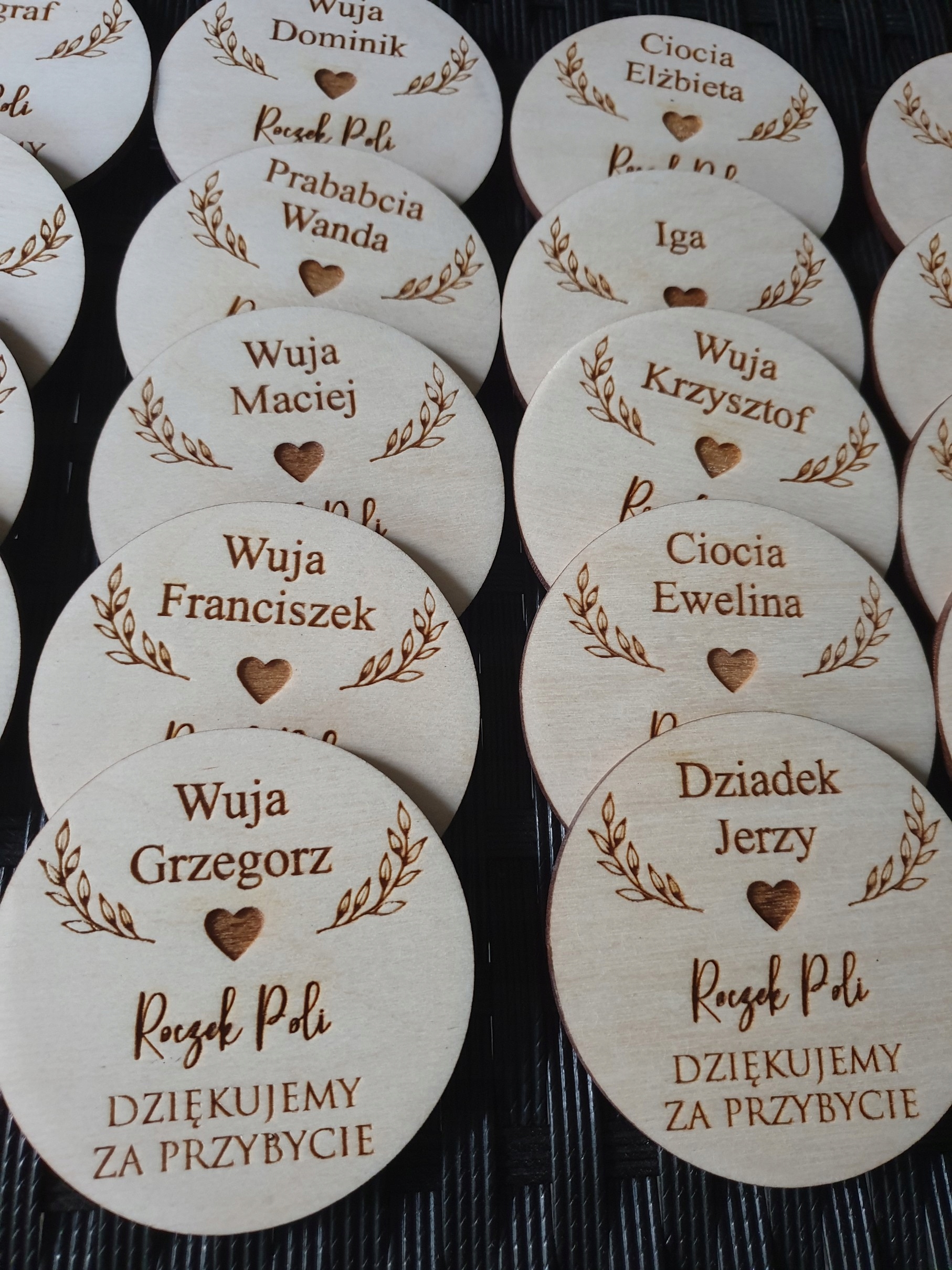 drewniane winietki podziękowania grawer