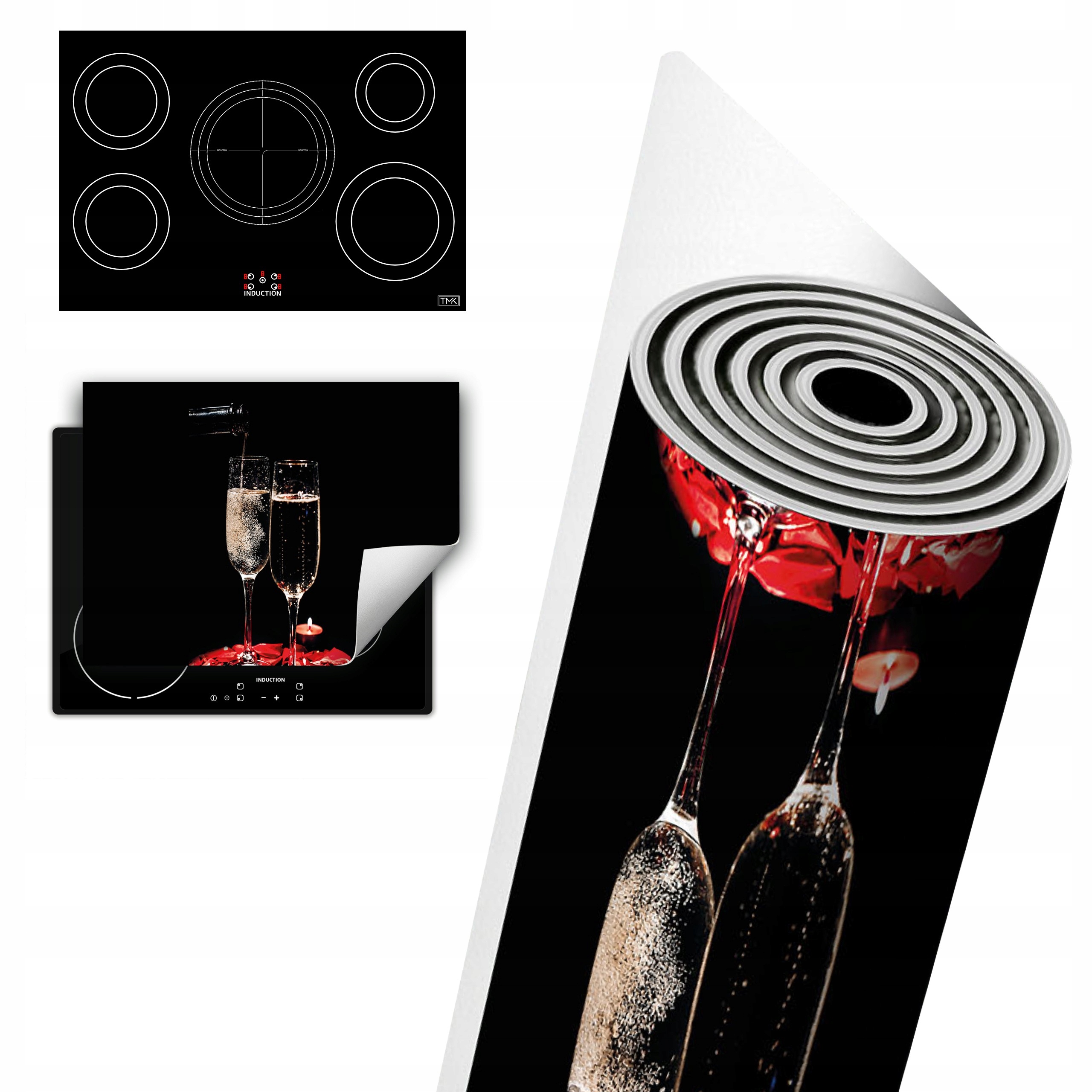 Vinylová Ochranná Deska Na Indukci 80x52 černá červená víno