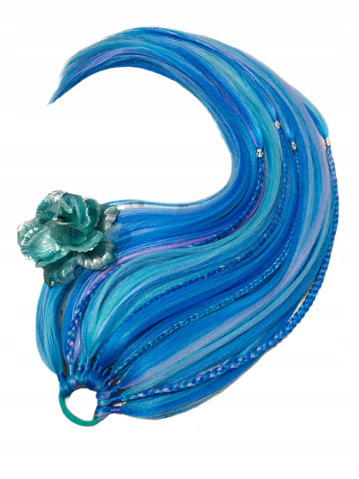 Připínací poník na gumičce, Příčesek, modrá fialová, Modrá Siréna, 60 cm