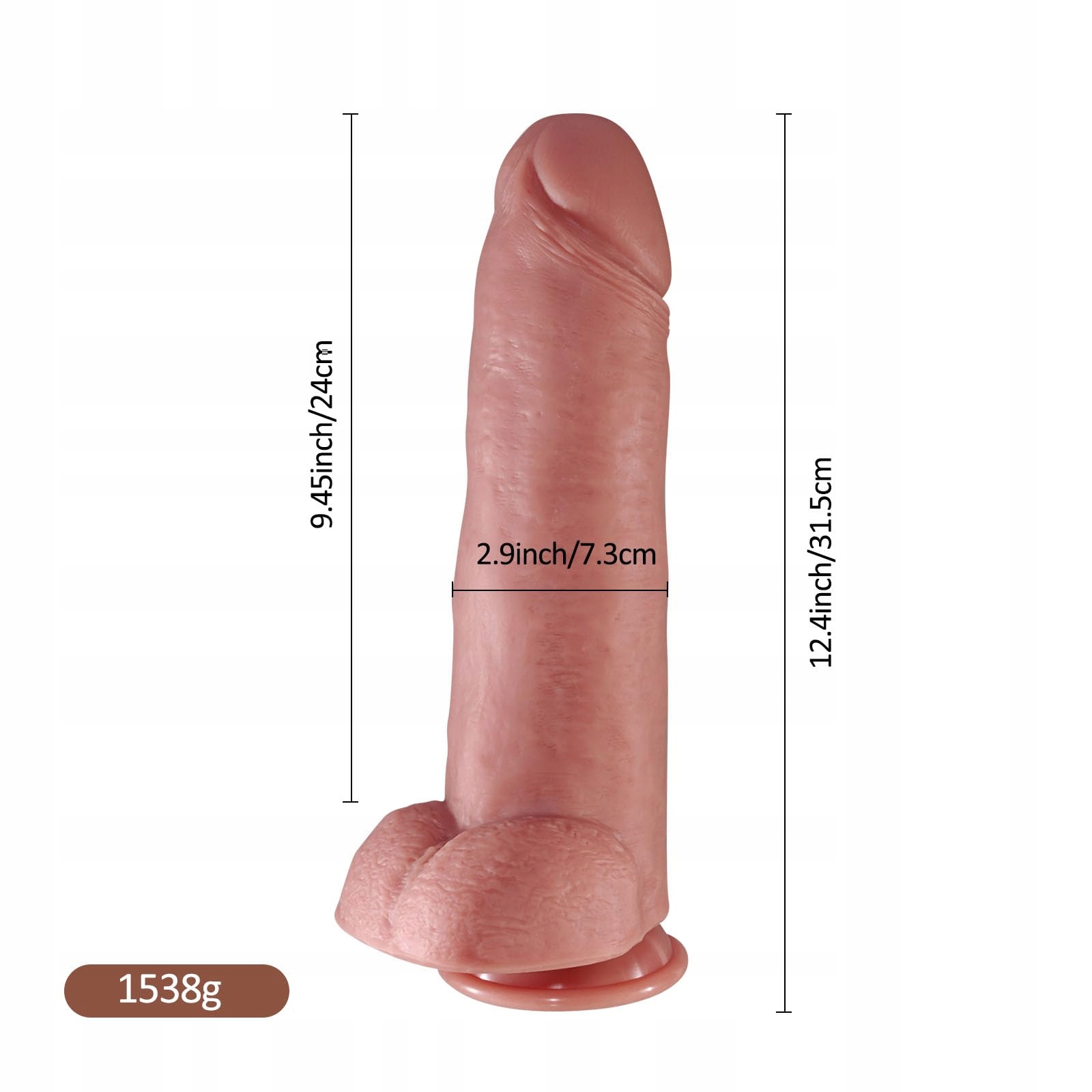 SHKANLA Duży Realistyczny Dildo Silikonowy 31,5 cm z Przyssawką — miniatura 5