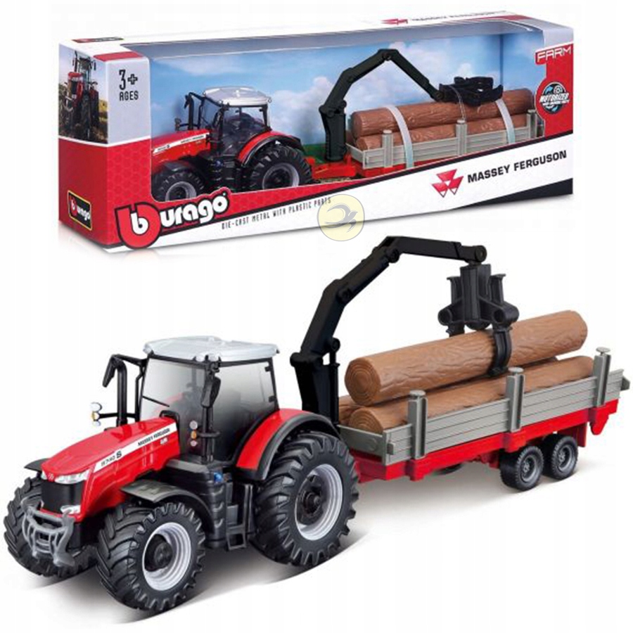 

Bburago Massey Ferguson Traktor Z Drewnem Farm