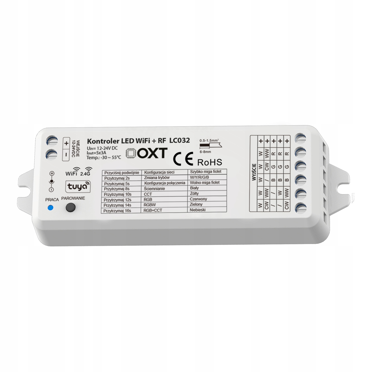 Kontroler LED RGBW+CCT WIFI + RF SD TUYA OXT Kod producenta LC032