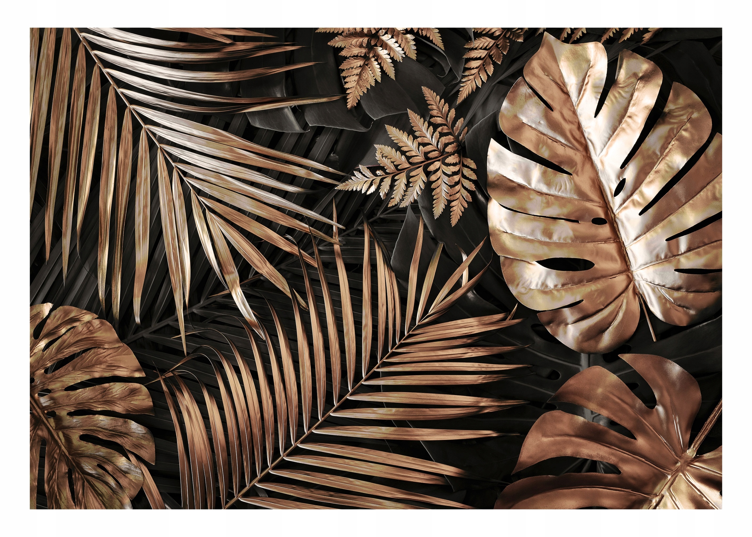 Fototapeta 3D Listy Monstera Zlaté palmy 312x219