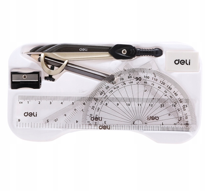 ZESTAW GEOMETRYCZNY cyrkiel na ołówek kątomierz Bohater brak