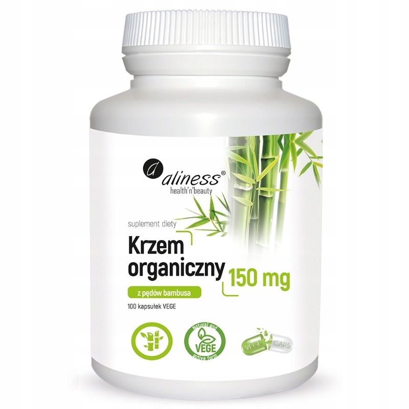 Aliness, Krzem organiczny z pędów bambusa 500 mg x 100 Vege Caps